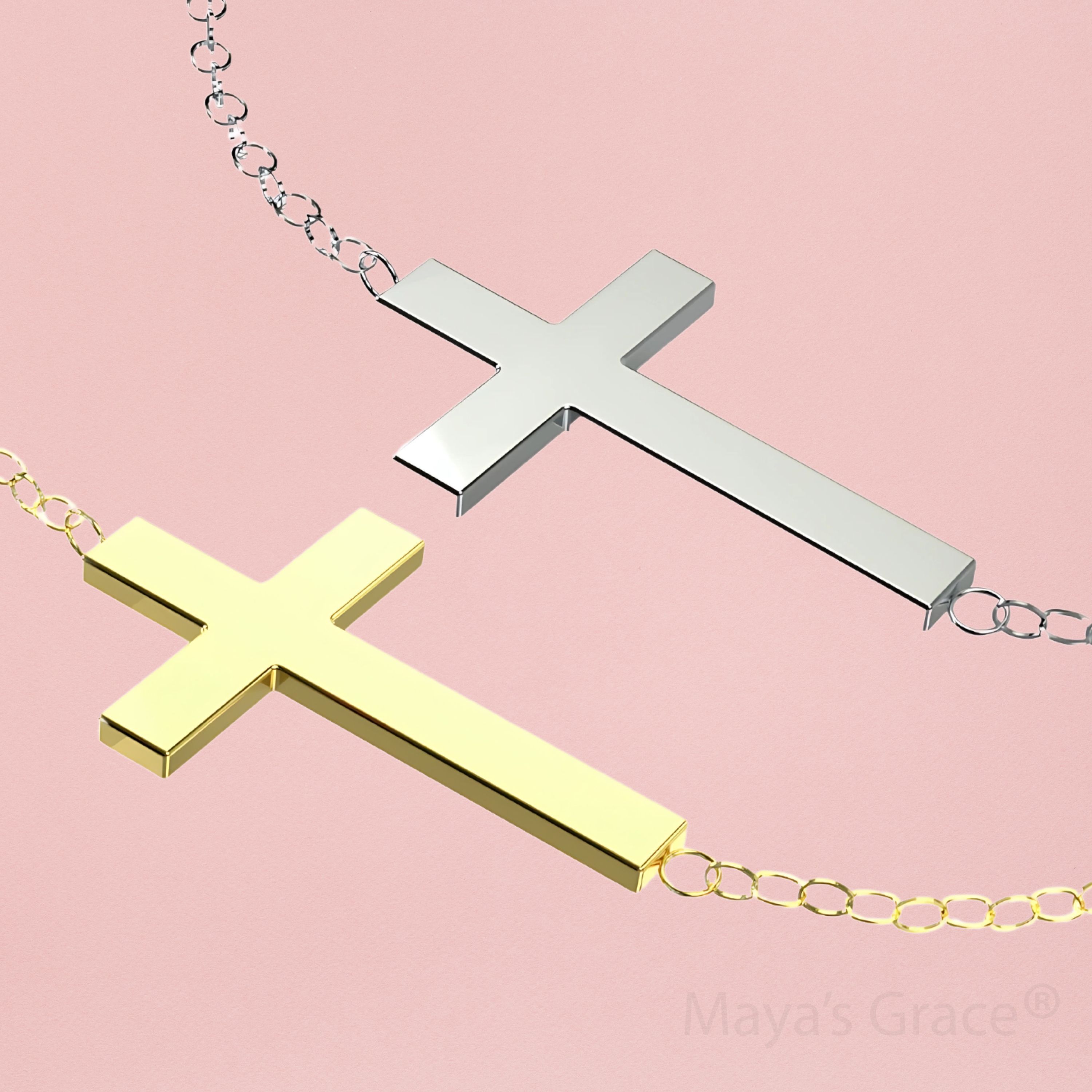Maya's Grace Adjustable Cross Ankle Bracelet for Women - Silver