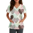 thumbnail image 2 of Garbnen S-5XL Valentines Day Scrubs for Women Short Sleeve V Neck Heart Printed Uniforms Scrubs for Women with Pocket Stretch Work Shirt Women, 2 of 5