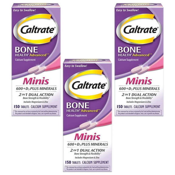 Caltrate Calcium & Vitamin D3 Supplement Plus Minerals Mini Tablets, 150 ea (Pack of 3)