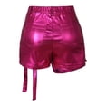thumbnail image 5 of Glisme Shorts for Women Solid Color Elastic High Waist with Asymmetrical Pocket Summer Smooth Women Shorts Size L Red, 5 of 5