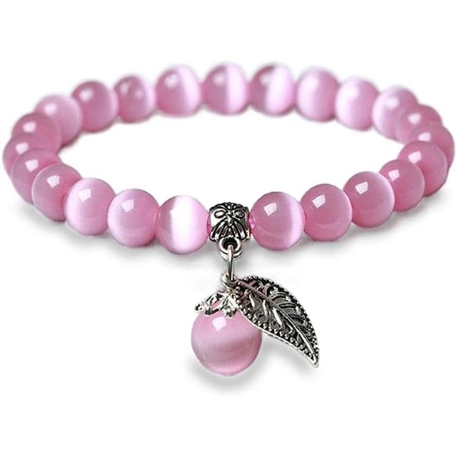RV Pulsera de piedra natural para mujer, cuentas de 0.315 in, pulsera elástica de cristal rosa, pulsera de piedras preciosas, joyería Sailing Electrónica