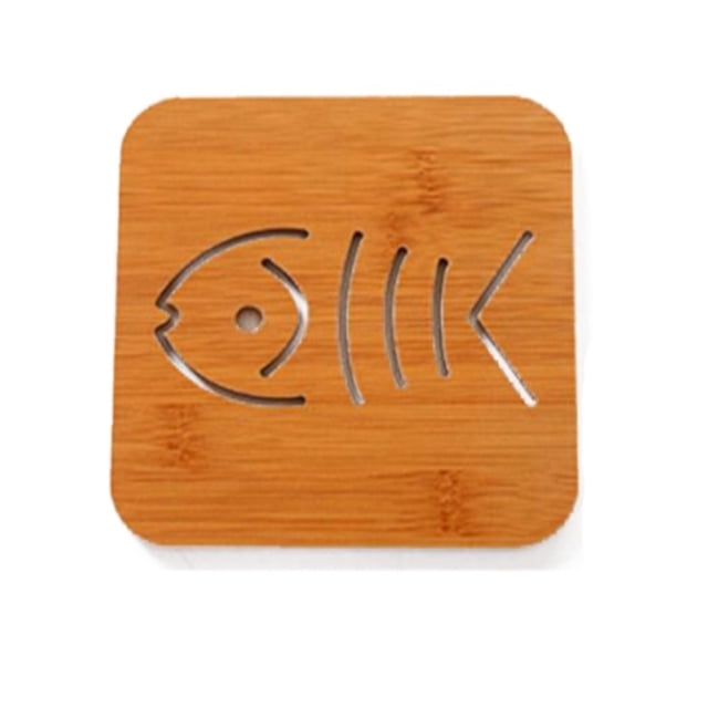 Agiferg Bamboo Wood Hollowed Wooden Cup Mat Cartoon Table Mat Pot Mat Bowl Mat