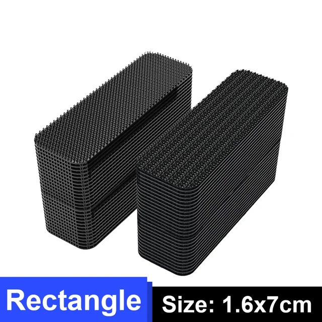 Carpet Fixing Stickers Double Sided Self-Adhesive Non-slip Sticker Car Floor Mat Fixed Patches Universal Adhesive Fastener Tapes Black-Rectangle-A 30pairs (60pcs)