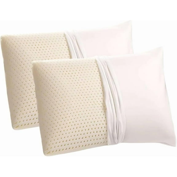 OrganicTextiles Talalay Latex Pillows with Organic Cotton Cover (Standard, Firm, 2-Pack) GOTS Certified, Bed Pillow for Sleeping, Neck Pain Relief, Head Support, for Side Back Stomach Sleeper