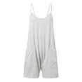 thumbnail image 3 of Women's 2024 Summer Short Jumpsuit - Loose Fit V Neck Romper with Pockets, Polyester Spandex, S-XXL, 3 of 7