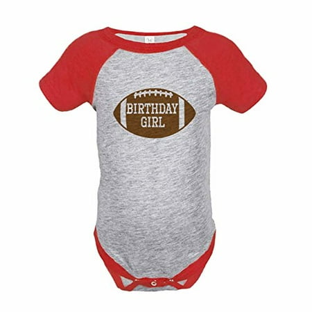 

7 ate 9 Apparel Girl s Football Birthday Red Raglan Onepiece