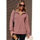 thumbnail image 4 of Sudadera Dokotoo para mujer, punto gofrado, solapa, media cremallera, rosa, 4 of 6