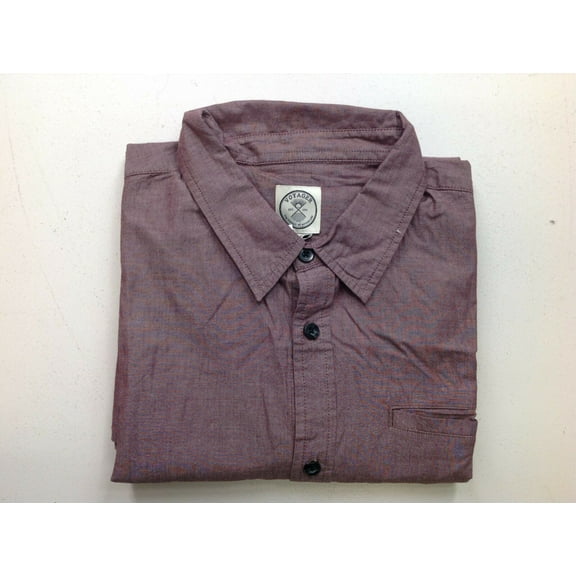 Voyager Mens Button Down Short Sleeve Flyer Shirt, Burgundy, Size 2XL