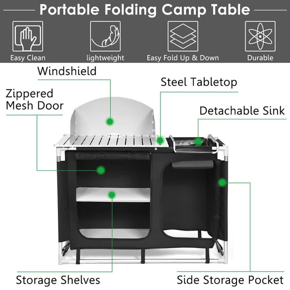 Aimee Lii Portable Camp Kitchen and Sink Table, Outdoor Camping table