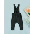 thumbnail image 4 of Qmyliery Infant Girls Plain Long Romper, Casual Front Buttons Suspenders Bodysuit, 4 of 9