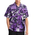 thumbnail image 3 of Camisa hawaiana divertida para playa para hombre, camisas con botones y estampado 3D de grafiti abstracto, camisas de vacaciones de verano de manga corta, 3 of 5