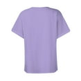 thumbnail image 3 of Bigersell V-Neck Button T-Shirt for Women Summer Tunic Tops Womens Tshirts V Neck Short Sleeve Buttons Tops Tee Solid Color Casual Loose Fitted Blouse Shirts, T-15, Purples, M, 3 of 7