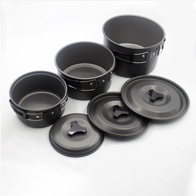 TEHAUX 1 Set Camping Cooking Essentials Aluminum Alloy Black for Outdoor Use