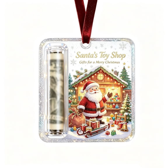 FeiBiQiuBi Christmas Cash Gift Ornament, Acrylic Christmas Money Holder for Cash, Funny Holiday Xmas Tree Hanging Ornaments Decor, Gifting Cash Birthday Graduation Back to School Gifts