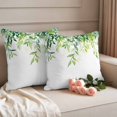 thumbnail image 2 of Eucalyptus Leaf Pillow Covers 2 Pack Country Watercolor Sage Green Leaves Vintage Pillowcase Waterproof Outdoor Throw Pillow Cover for Patio Garden Square Cushion 16”x16”, 2 of 9