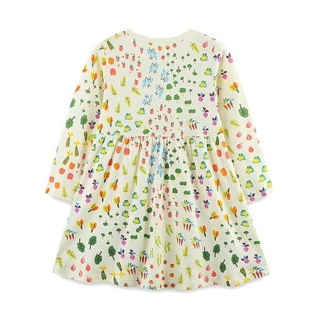 

Hwmodou Girls Jumpsuits Cotton Blend New Dress Style Floral Childrens Princess Dress Small Children Round Neck Long Sleeve Children Fall Winter Baggy Onesies 6-7Y