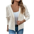 thumbnail image 2 of Patlollav Women Coat Plus Size Soild Long Sleeve Hooded Knit Cardigan Sweater Outwear, 2 of 6