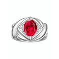 thumbnail image 4 of RYLOS Rings for Women 14K White Gold Ring XOXO Hugs & Kisses 9X7MM Gemstone & Diamond Ring July Ruby Jewelry for Women Size 10, 4 of 8