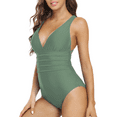 thumbnail image 3 of Hilor Women's One Piece Swimsuits V Neck Tummy Control Swimwear Multi Strap Cross Back Bathing Suits Monokini, 3 of 7