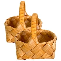 DINHEAROM Hand Woven Baskets Wood 2Pcs 6.7X6.7X5.5In