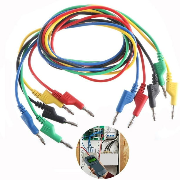 5pcs Banana Plug Test Cable P1036 15A 1000V Red Yellow Green Blue Black