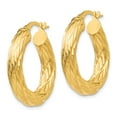 thumbnail image 2 of 14K Yellow Gold Earring Hoop Women'S Tread 28 mm Textured Tube Earrings, 2 of 4