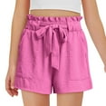 thumbnail image 3 of Jinhomg Girls Cute Summer Shorts Baggy Ruffle High Waisted Shorts Adjustable Tie Knot Summer Dress Shorts with Pockets 2025 Casual Short Pants Hot Pink 9 Years, 3 of 10