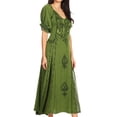 thumbnail image 3 of Sakkas Bridget Renaissance Dress - Green - 1X/2X, 3 of 5