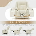 thumbnail image 3 of YODOLLA Massage Manual Recliner Chair with Heat and Vibration Massage, PU Leather Swivel Rocker Recliner Chair for Adults with 2 Cup Holders, Remote Control-Cream White, 3 of 8