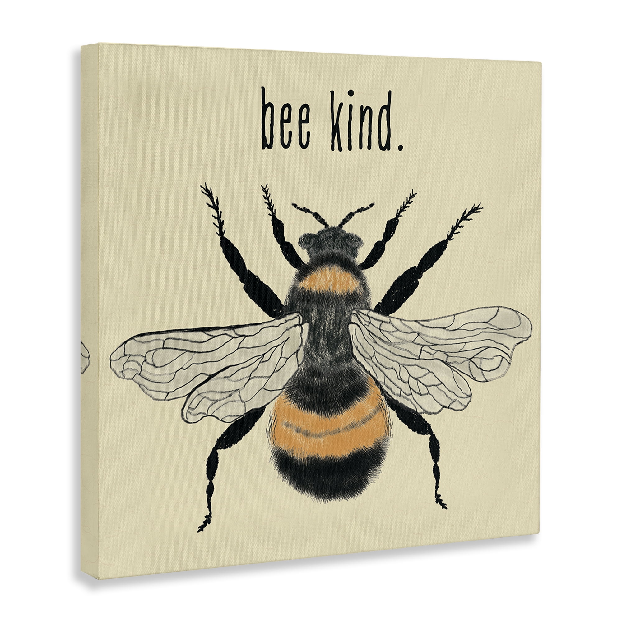 Stupell Industries Bee Kind Detailed Bumble Insects Painting Wrapped Canvas Art Print Wall Art, 24 x 24
