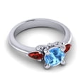 thumbnail image 3 of Diamond-Capitals 2.50 Carat Round Cut Blue Topaz & Garnet Gemstone Fancy Proposal Ring for Ladies Solid 18K White Gold Size 7.5, 3 of 8