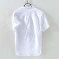 thumbnail image 4 of Mens Shirts Summer Clearance Men's Baggy Cotton Linen Solid Short Sleeve Button Retro T Shirts Tops Blouse, 4 of 7