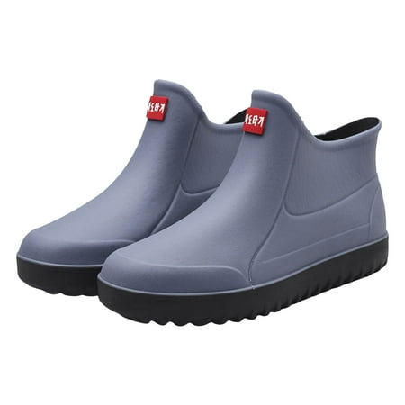 

Povozer Men s Boots Fishing Booties Waterproof Ankle Rain Boots(Gray 9)