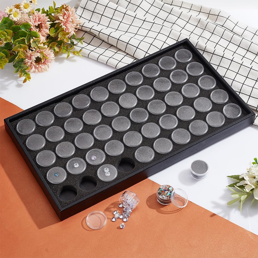 50 Gem Display Case Diamond Gemstone Storage Box Small Round Plastic Containers Box Jewelry Organizer Container with Foam for Collectibles Rhinestone Small Items Jewelry ClearDIY