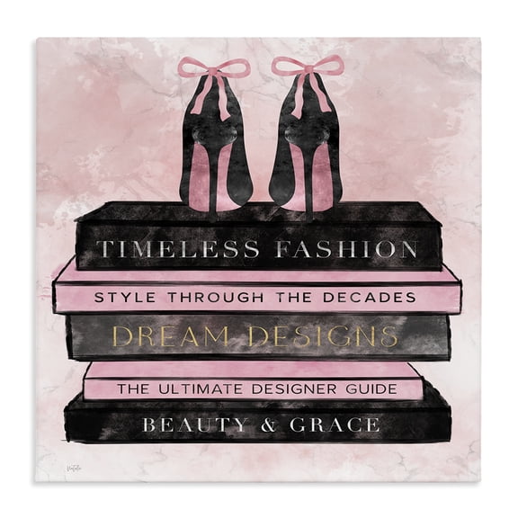 Stupell Industries Modern Blush Fashion Book Stack Canvas Art, 17 x 17, by Natalie Carpentieri