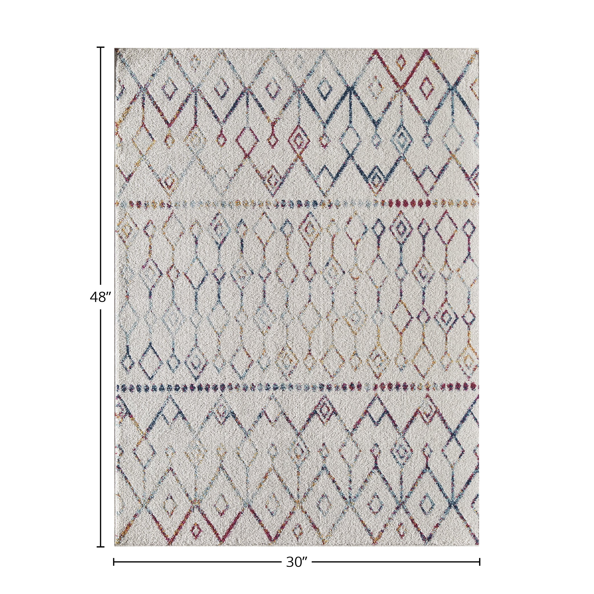 Mason Brooks Ryder KN10A Confetti Mix Moroccan Tribal White Area Rug, 2'6" x 4'