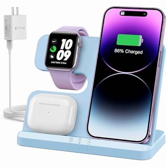 FU19993 in 1 Charging Station for Apple Wireless Charger for iPhone 16 15 14 13 12 11 X 8 & for Apple Watch Charger Wireless Charging Station for Multiple Devices for AirPods 4 3 Pro