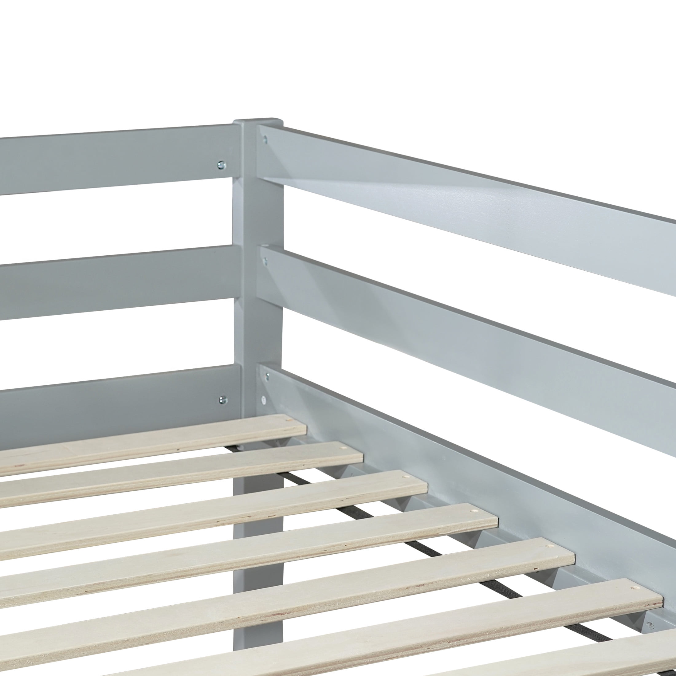 Noble House Modern Tilda Twin Loft Bed, Solid Rubber Wood Frame with Ladder, Spacious Under for Kids, Grey