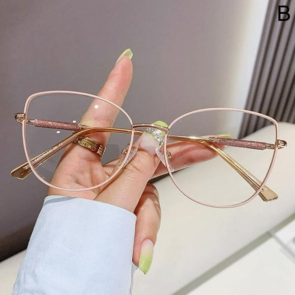 Lunettes Oeil de Chat Monture de Lunettes en Métal Mode Femmes Lunettes Anti Lumière Bleue D4 R2V7