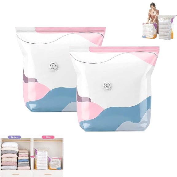 No-Pump Vacuum Storage Bags, Press & Seal Reusable Space Saver Bags, Large Cube Vacuum Seal Bags, No-Pump Large Vacuum Storage Compression Bags, for Clothing Storage