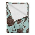 thumbnail image 2 of Floral Soft Flannel Fleece Throw Blanket, Ornamental Flowers Design with Curvy Swirled Branches and Leaves Vintage Art, Cozy Plush for Indoor and Outdoor Use, 60" x 80", Baby Blue Brown, by Ambesonne, 2 of 5