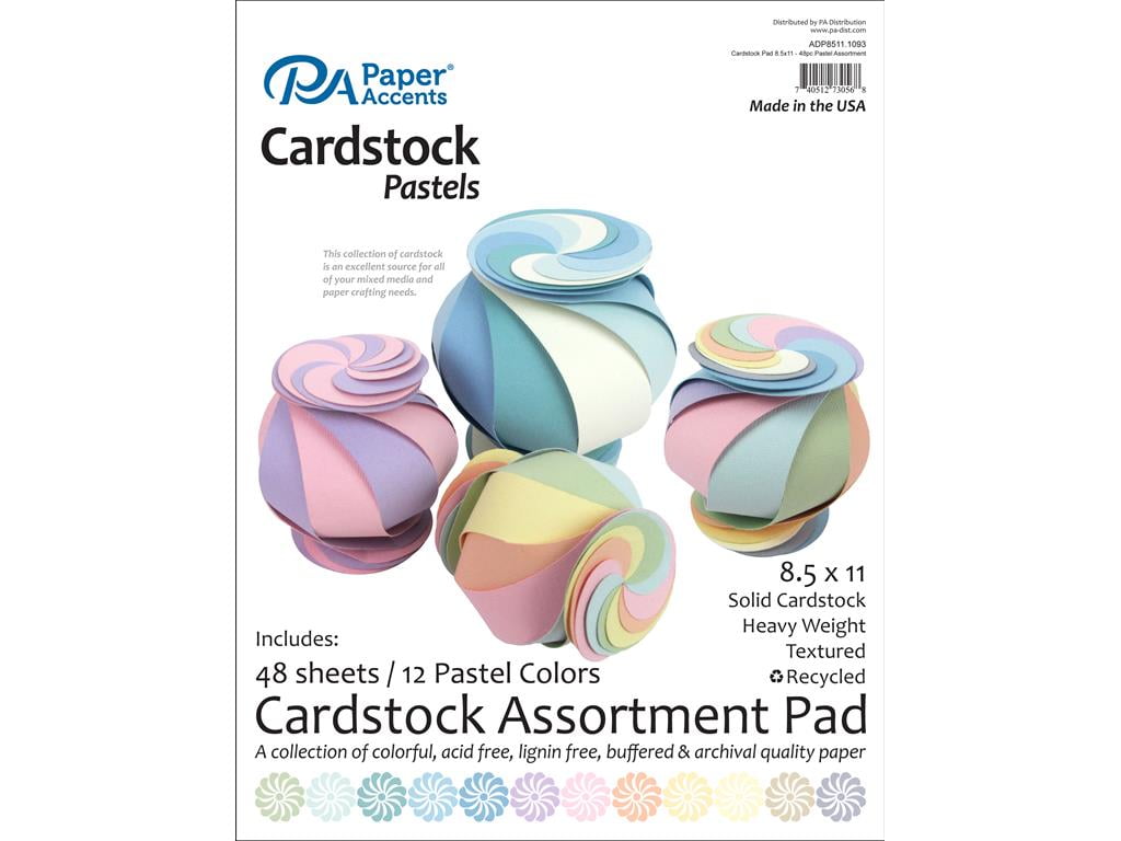 Cardstock Pad 8.5x11 48pc Pastel Assortment
