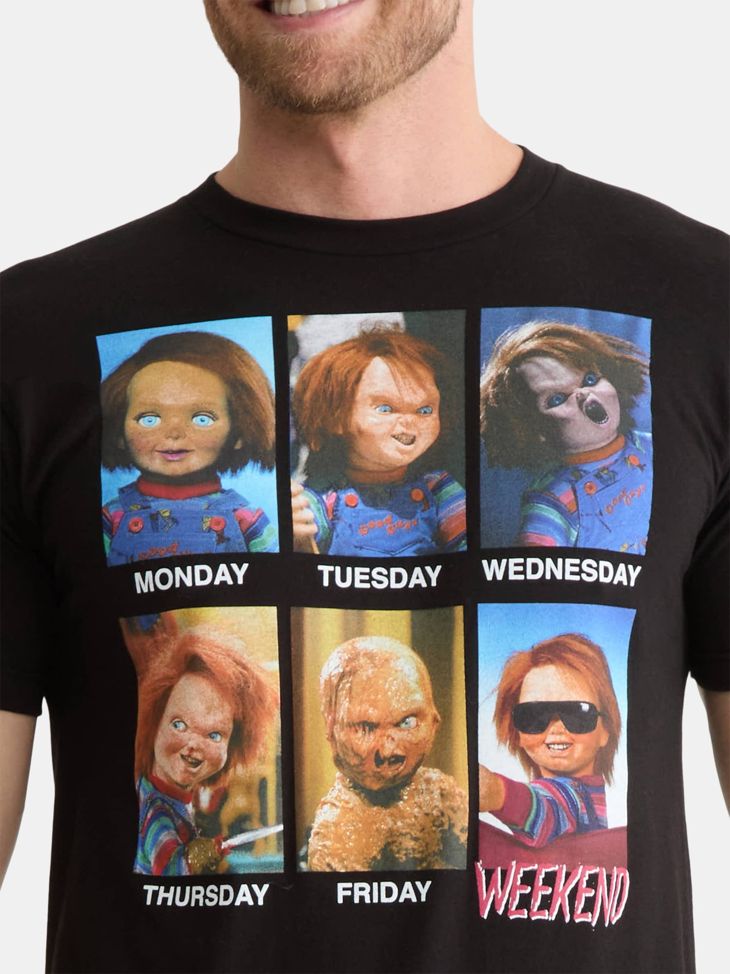 Chucky Men's & Big Men's Days of the Week Meme Cotton Graphic Tee Shirt, Sizes S-3XL