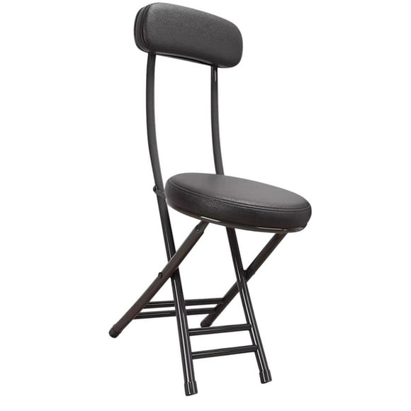 Silla plegada para acampar taburete plegable acolchado fácil de usar asiento compacto con la espalda para el patio trasero del patio trasero jardín de Negro
