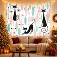 thumbnail image 3 of Three Stylized Black Cats with Pastel Leaves and Starbursts on White, Whimsical Retro for Cat Lovers, Graphic Wall Art Decor, Housewarming Gift, Tapestry Wall Hanging for Bedroom and Living Room, 3 of 7