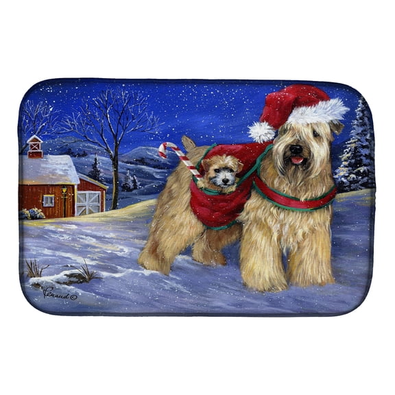Wheaten Terrier Christmas Dish Drying Mat