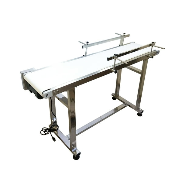 53"x11.8" PVC Conveyor Variable Speed Belt Flat Conveyor Belt Systems with Double Guardrail