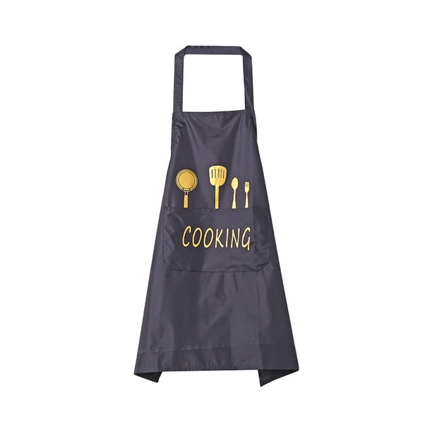 Delantal De Lino Y Algodón, Delantal De Cocina Para Mujeres Y Hombres, Delantal Sencillo Con 2 Bolsillos Grandes, Delantal De Chef Vogacara AP007794-01