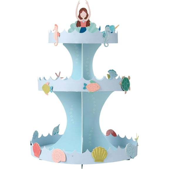 Cheerland Mermaid Party Paper Cupcake Stand for Under The Sea Kids Birthday Party