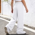 thumbnail image 6 of PMVFHDE Girls Elastic Waist Casual Long Pants Summer Solid Trousers Kids Everyday Bottoms School Outdoor White,13-14 Years, 6 of 6